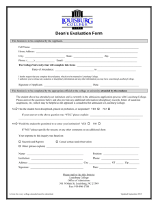 Dean`s Evaluation Form