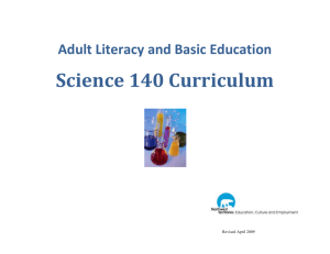 Science 140 Curriculum - Education, Culture and Employment