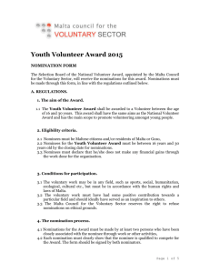 Youth Volunteer Award 2015 - Malta Council for the Voluntary Sector