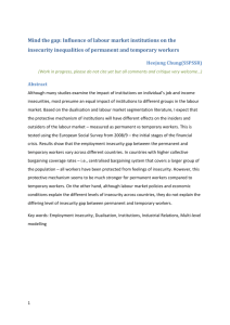 Influence of labour market institutions on the insecurity inequalities