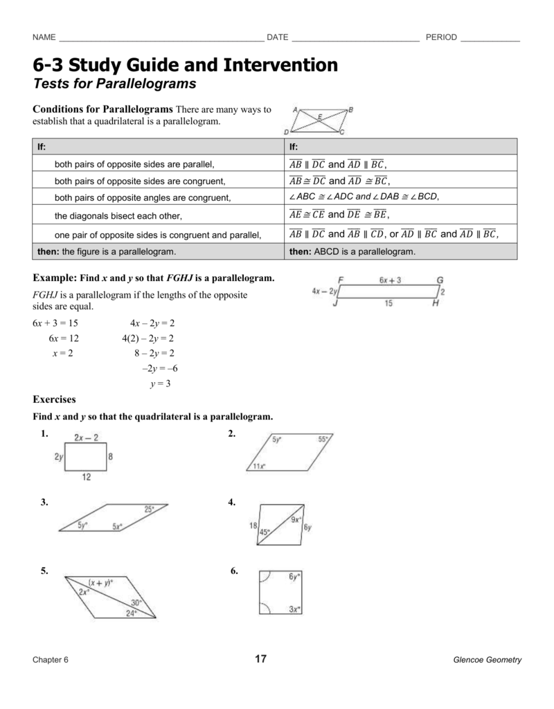 Glencoe Geometry 6 2 Study Guide And Intervention Study Poster