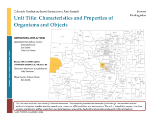 Characteristics and Properties of Organisms and Objects