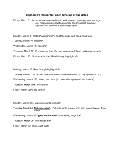 Sophomore Research Paper Timeline of due dates