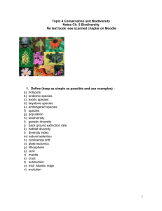 Topic 4 Conservation and Biodiversity Notes Ch. 5 Biodiversity No