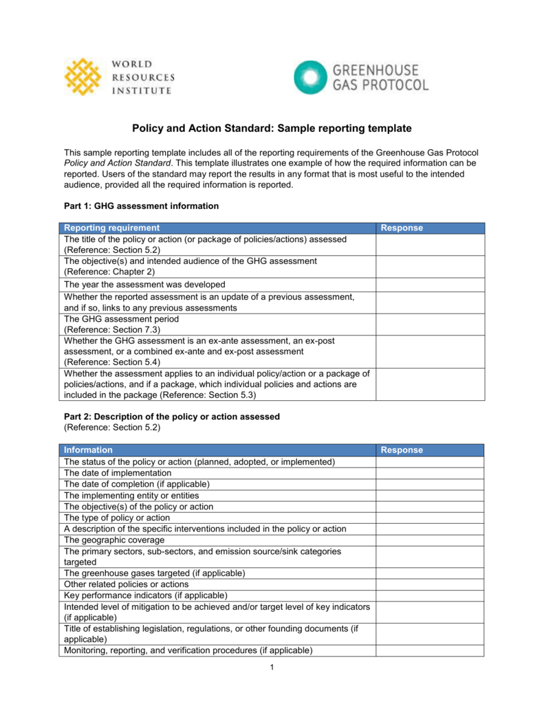 Report Specification Template