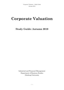Corporate Valuation * Study Guide