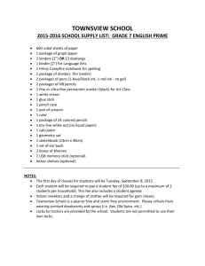 TOWNSVIEW SCHOOL Grade 7 English Prime Supply List 2015-16