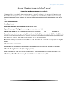Quantitative Reasoning and Analysis Inclusion Form
