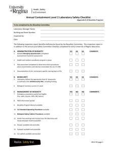 Containment Level 2 Lab Annual Safety Checklist
