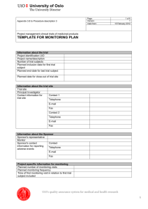 3.8. Template for monitoring plan