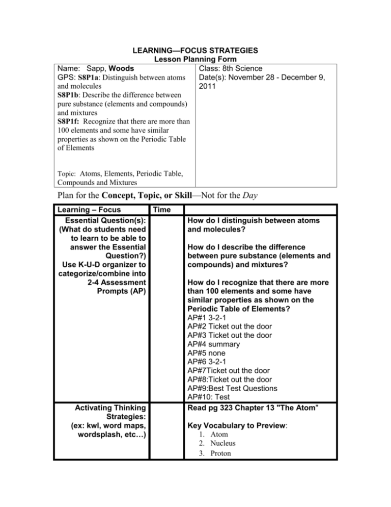 Detailed Lesson Plan In Chemistry Riset