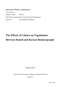 The Effects of Culture on Negotiations Between Danish and