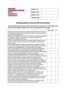 A coursework checklist enables students to evaluate their