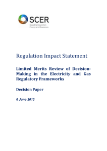 COAG Decision Regulation Impact Statement