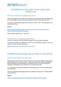 statements in relation to the languages curriculum