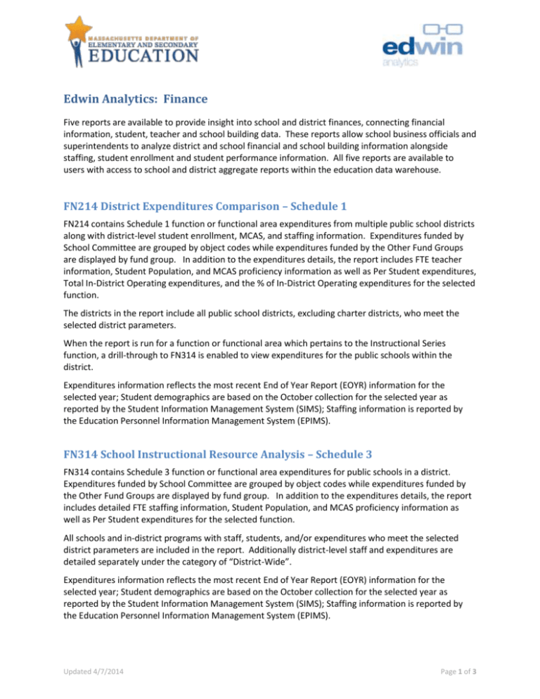 Edwin Analytics: Finance