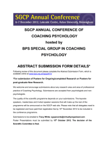 SGCP ANNUAL CONFERENCE OF COACHING PSYCHOLOGY