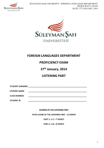 FOREIGN LANGUAGES DEPARTMENT PROFICIENCY EXAM 27 th
