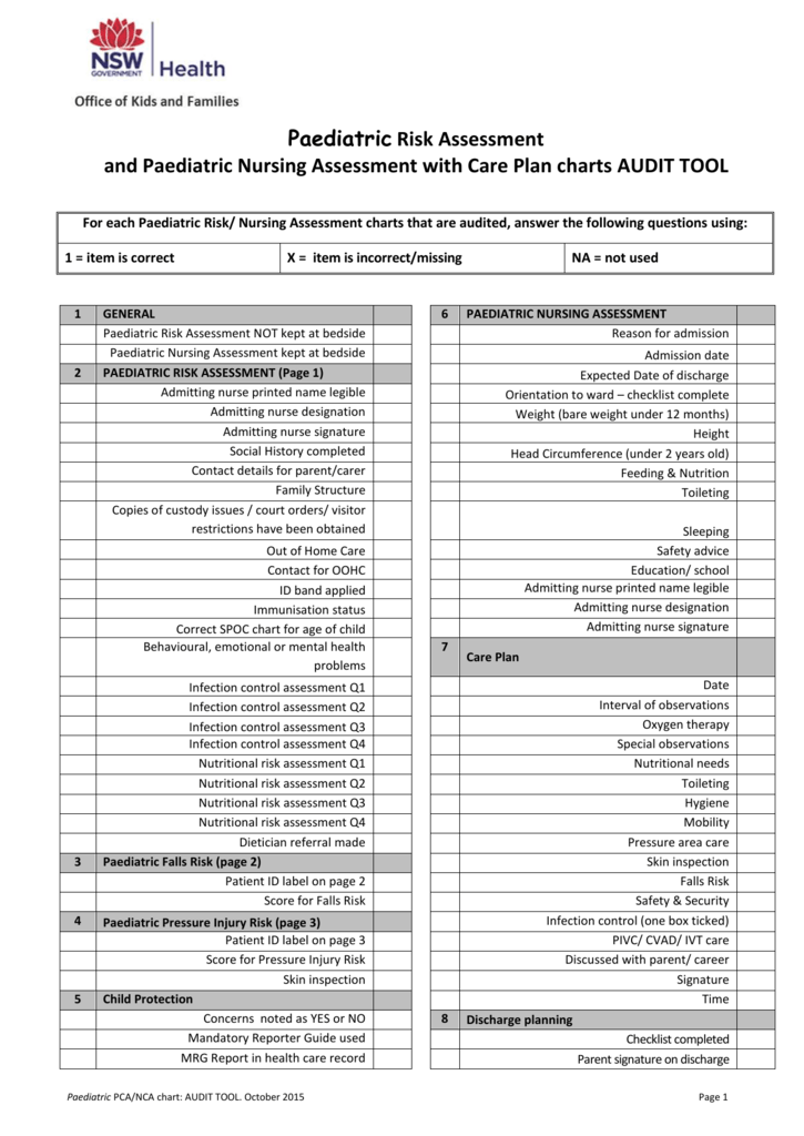 Nurse Chart Audit Templates