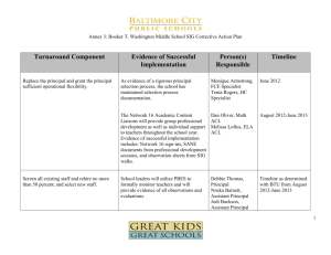 Turnaround Component Evidence of Successful Implementation