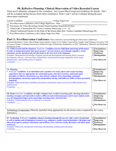 Clinical Observation of Video Recorded Lesson