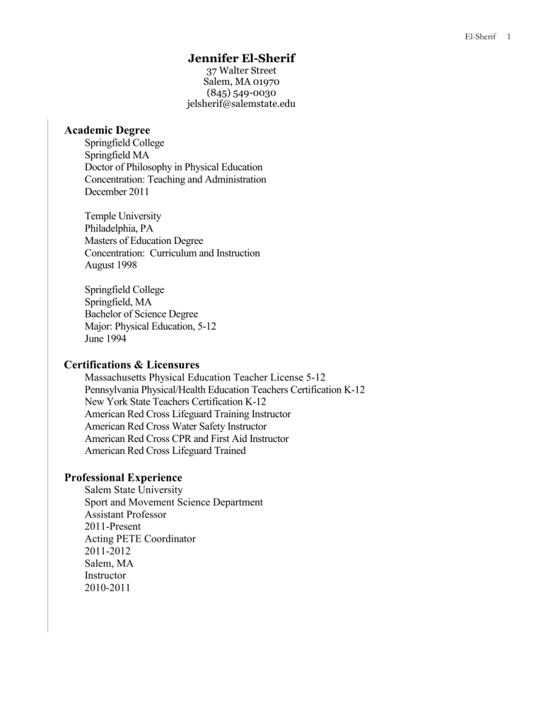 Academic Degree Salem State University