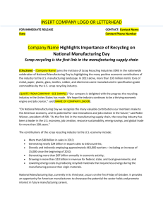 Highlights Importance of Recycling on National Manufacturing Day