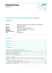 Request for: A copy of the New Zealand Localities dataset