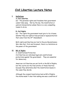Civil Liberties Lecture Notes I. Definitions A. Civil