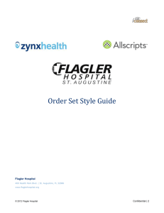 Order Set Customization - Flagler Hospital St. Augustine, FL