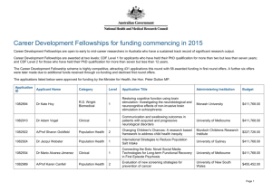 Career Development Fellowships - for funding commencing in 2015