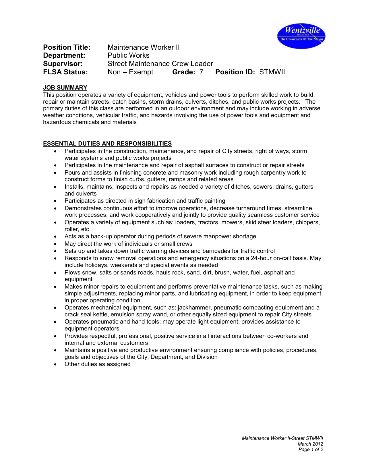 maintenance-worker-ii-job-description