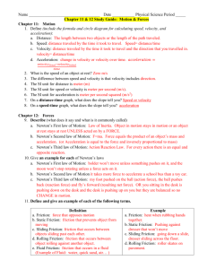 Unit 2 Motion and Forces Study Guide with Answers