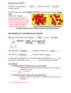 Measurement - Density KEY