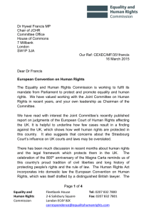 Yours sincerely - Equality and Human Rights Commission