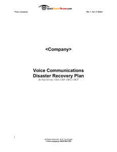 Voice Communications Disaster Recovery Template