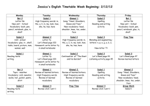 English Timetable Week Beginning: 02/09/12