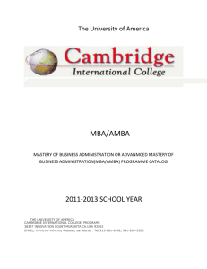 Business Management (MBA) - The University of America