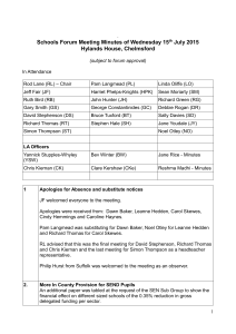 Schools Forum Meeting Minutes of Wednesday 10 October 2012
