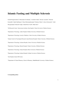 Islamic fasting Fasting and Multiple Sclerosis