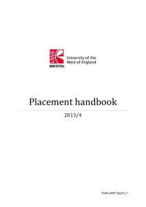 Placement handbook - University of the West of England