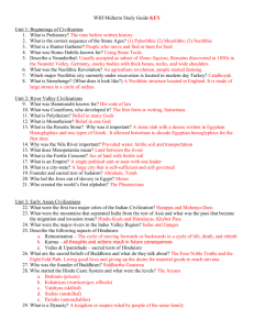 WHI Midterm Study Guide KEY Unit 1: Beginnings of Civilization