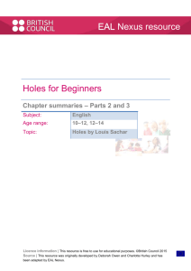 Part two - Holes chapter summaries - EAL Nexus