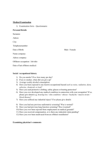 Medical Examination Examination form – Questionnaire Personal