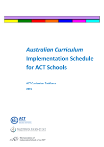 Australian Curriculum Implementation Schedule for ACT Schools
