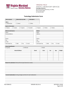 Toxicology Submission Form
