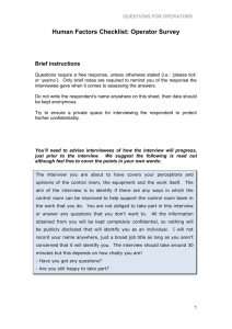 Human factors in CCTV control rooms checklist