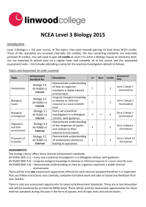 Year 13 Biology Course Information 2015