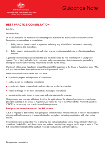 Best Practice consultation - Department of the Prime Minister and