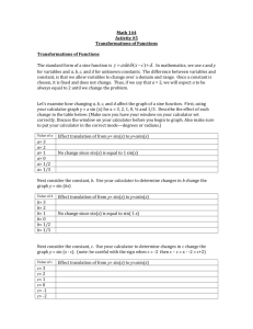 Math 144 Activity #5 Transformations of Functions Transformations